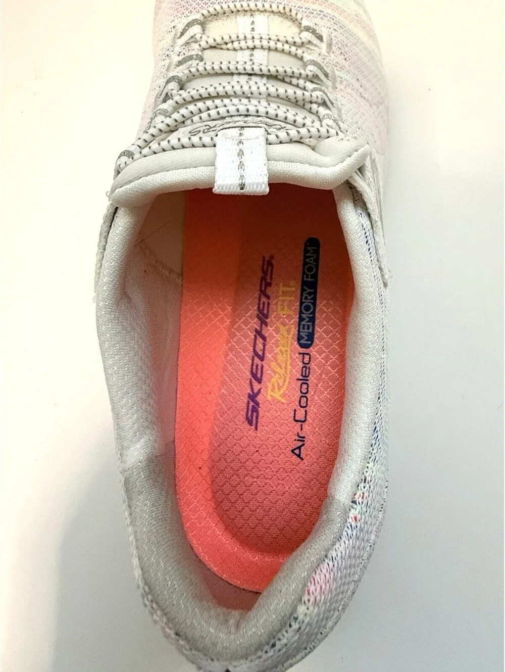 Skechers Relaxed Fit Air Cooled Memory Foam White Multi Shoes Women’s 6.5